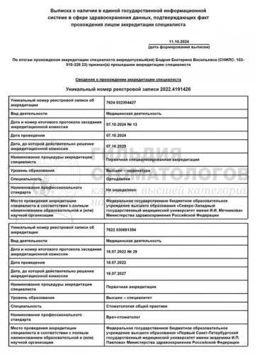 Сертификаты врача